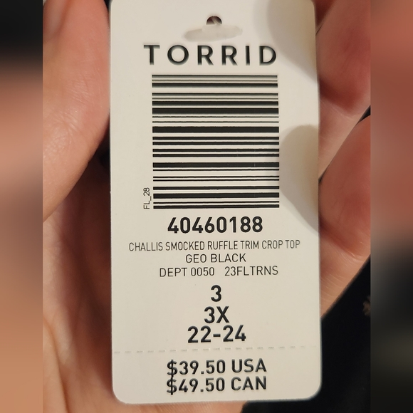 Torrid Challis Smocked Ruffle Trim Crop Top. Size 3 - Picture 3 of 4